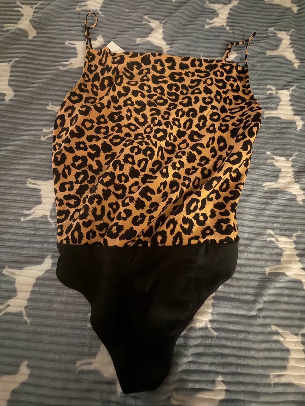 Francesca's Collections Leopard Print Bodysuit with Black Bottom
